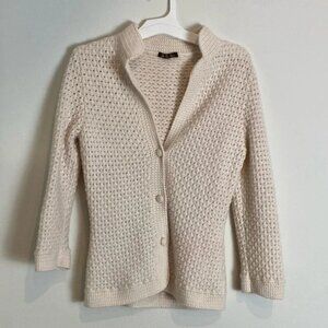 Loro Piana Chunky Knit 100% Cashmere Button Cardigan Sweater Sz 42 Made In Italy